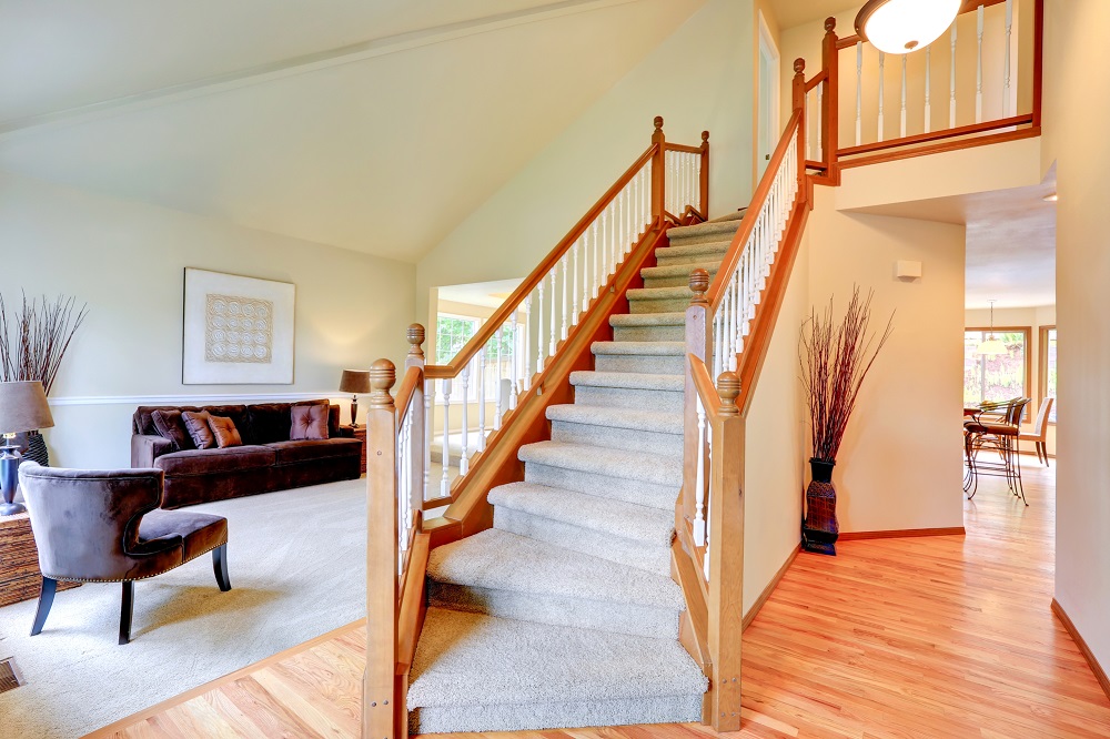 vacuumed clean carpeted stairs